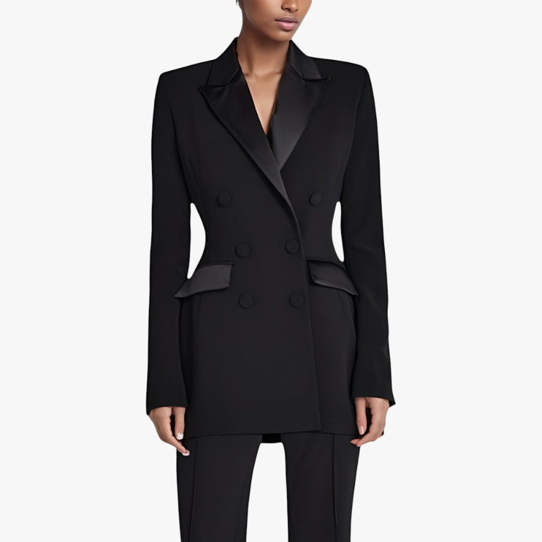 Miles & Luna Blazer Dress with Double Breasted Design and Pocket Details for Women