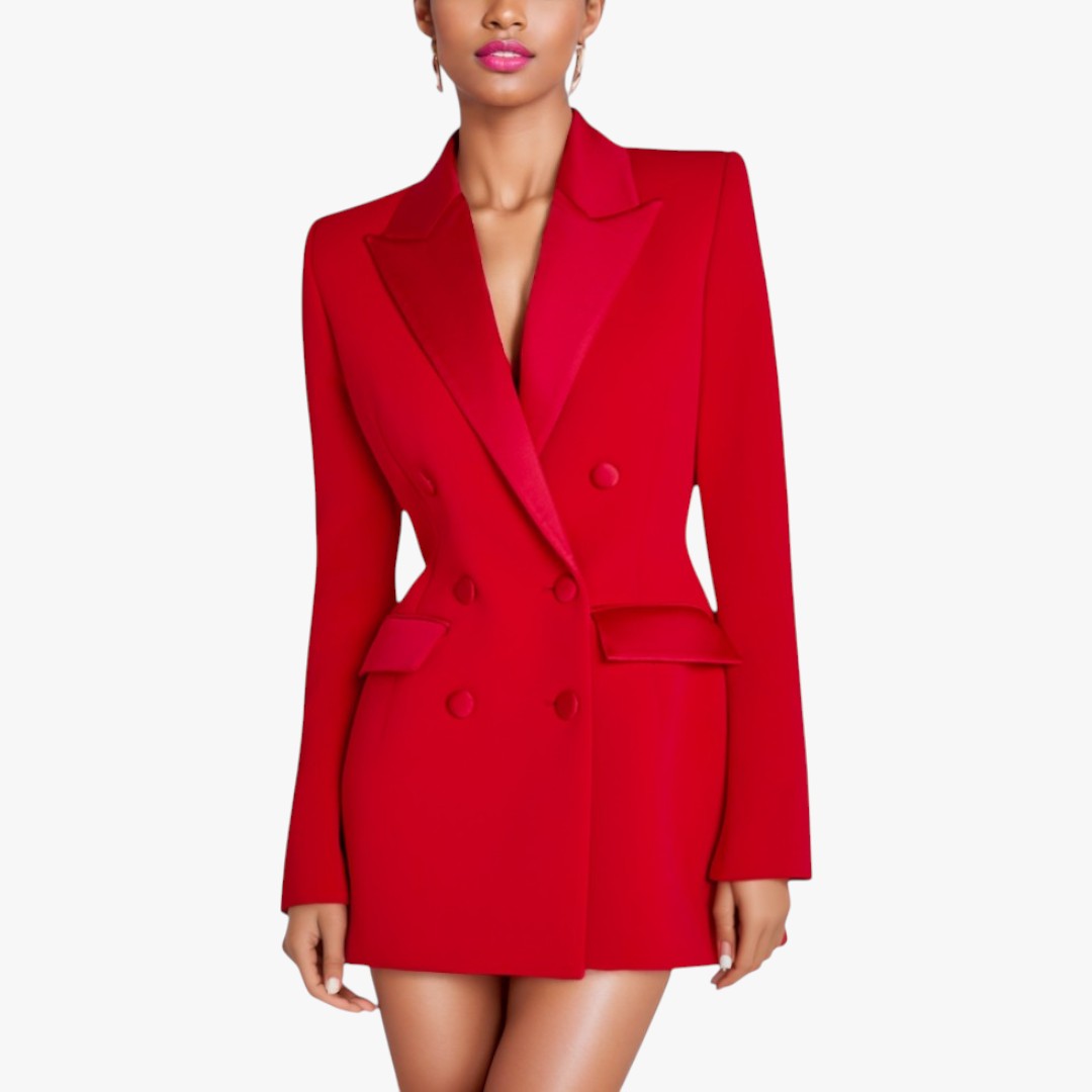 Miles & Luna Blazer Dress with Double Breasted Design and Pocket Details for Women