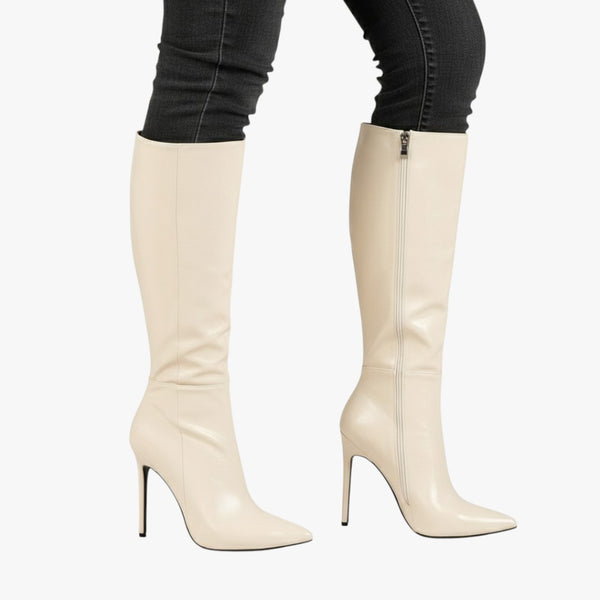 Miles & Luna Boots – Knee-high stiletto boots with sleek leather look for women