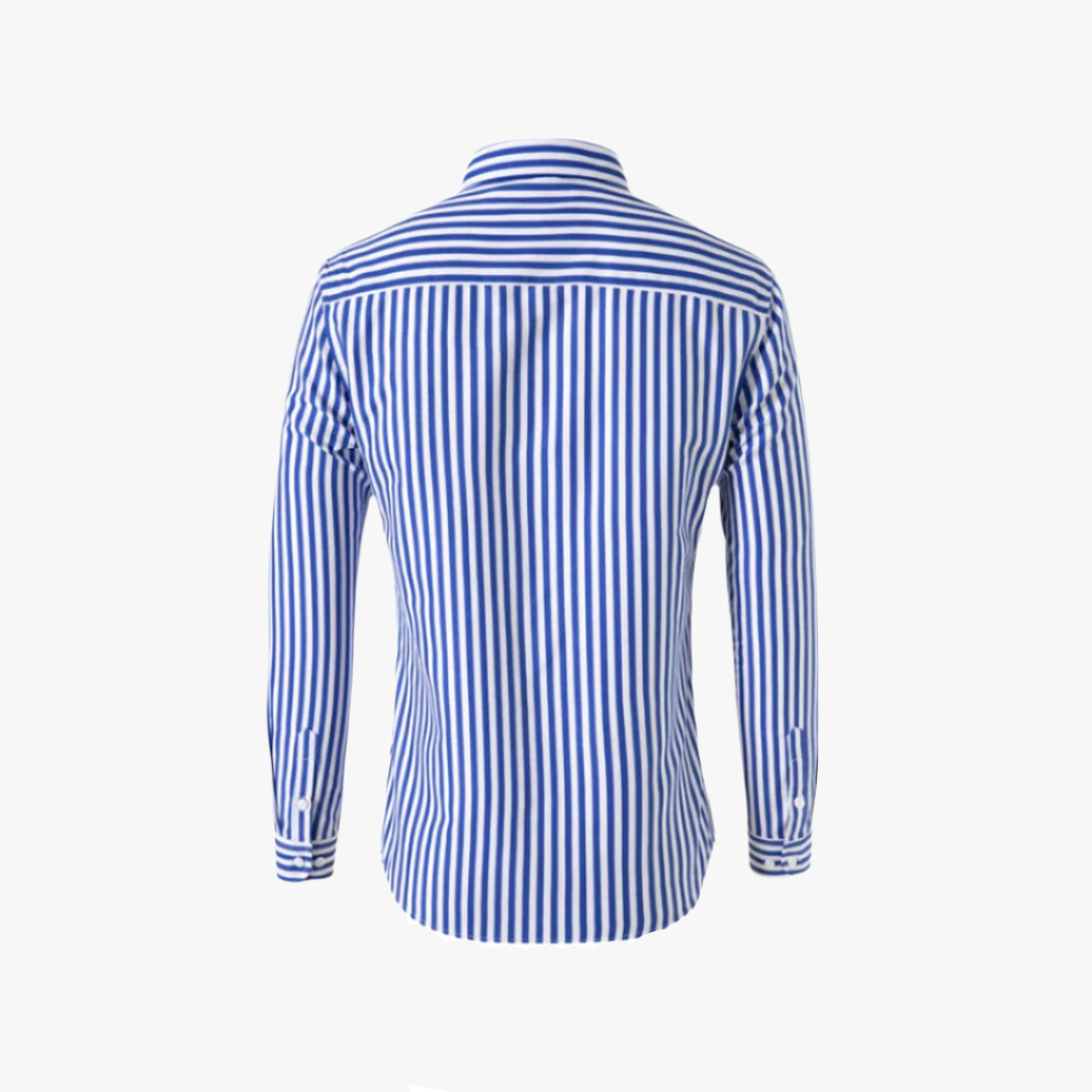 Miles & Luna | Business Casual Men's Shirt – Slim-Fit Striped Long Sleeve