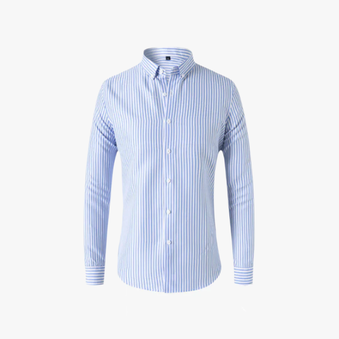 Miles & Luna | Business Casual Men's Shirt – Slim-Fit Striped Long Sleeve
