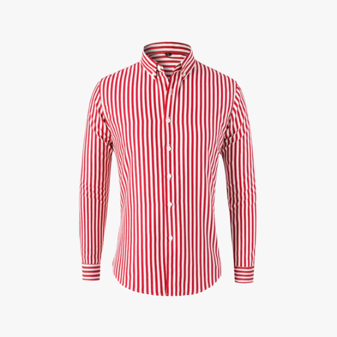 Miles & Luna | Business Casual Men's Shirt – Slim-Fit Striped Long Sleeve