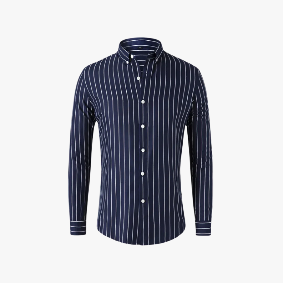 Miles & Luna | Business Casual Men's Shirt – Slim-Fit Striped Long Sleeve