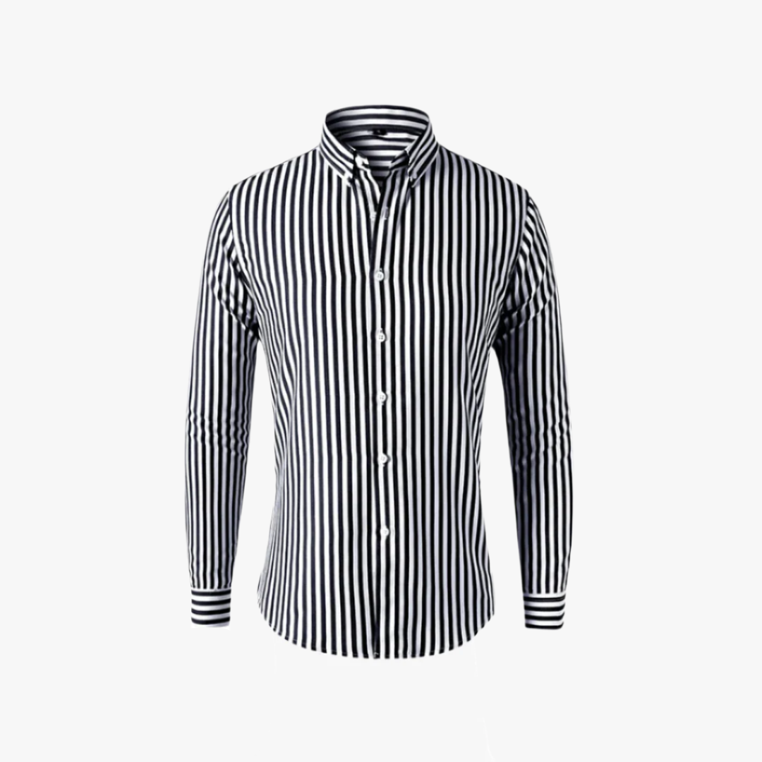 Miles & Luna | Business Casual Men's Shirt – Slim-Fit Striped Long Sleeve