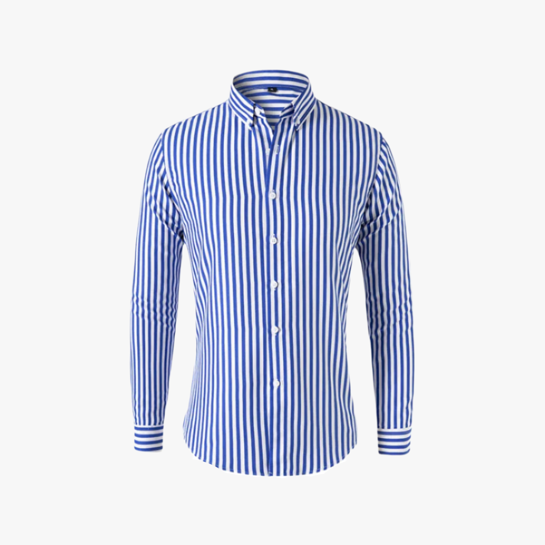 Miles & Luna | Business Casual Men's Shirt – Slim-Fit Striped Long Sleeve