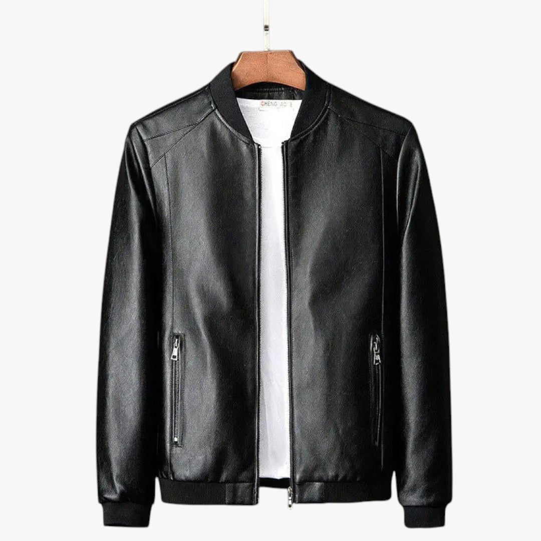 Miles & Luna Business Leather Jacket With Pockets For Men