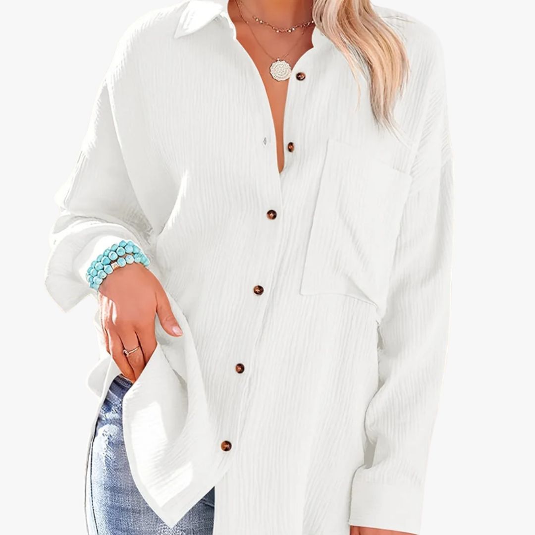 Miles & Luna Button-Up Shirt Lightweight Cotton Long Sleeve Casual Wear for Women