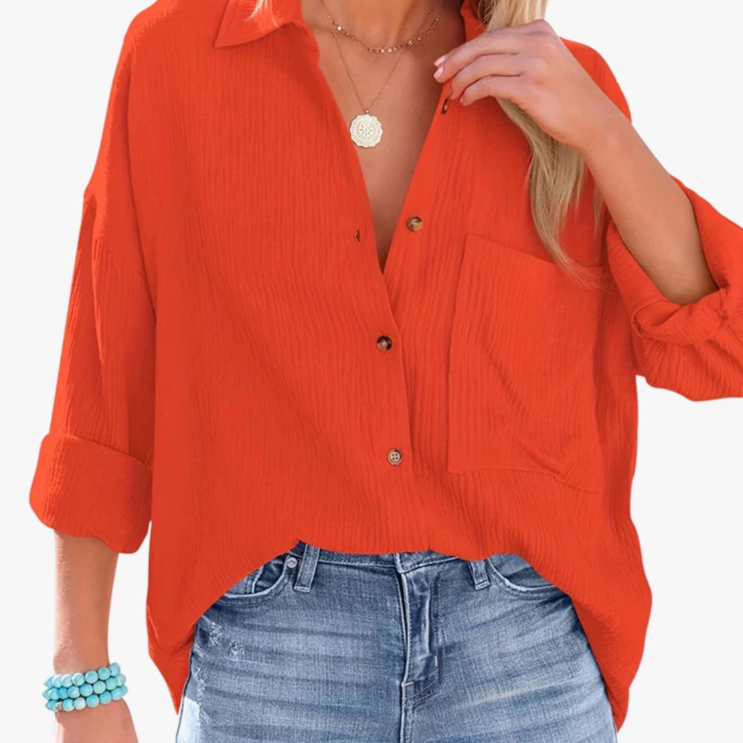 Miles & Luna Button-Up Shirt Lightweight Cotton Long Sleeve Casual Wear for Women