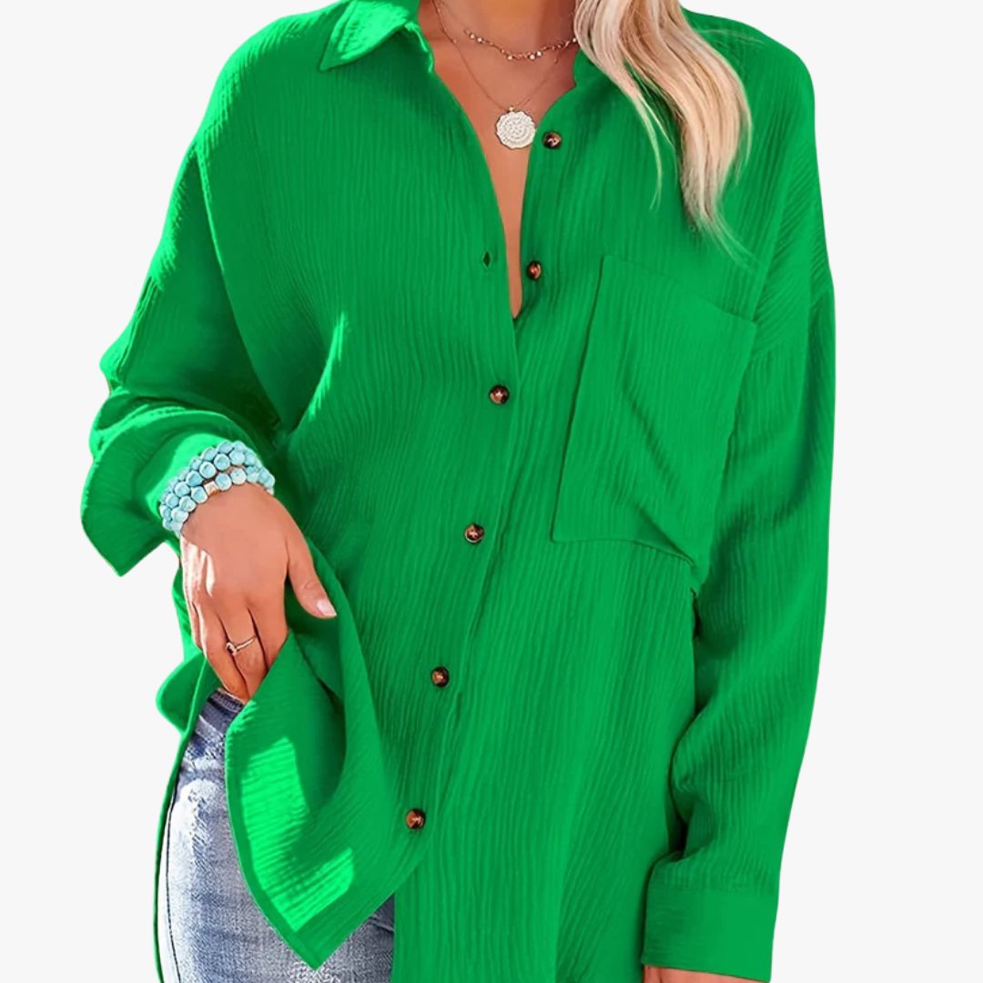 Miles & Luna Button-Up Shirt Lightweight Cotton Long Sleeve Casual Wear for Women