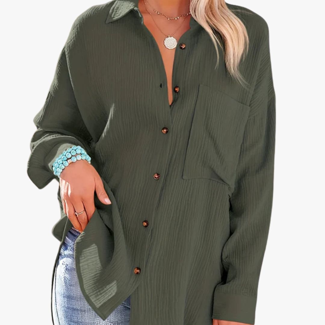 Miles & Luna Button-Up Shirt Lightweight Cotton Long Sleeve Casual Wear for Women