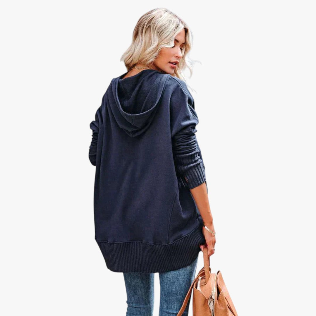 Miles & Luna Button V-Neck and Hooded Sweatshirt for Women