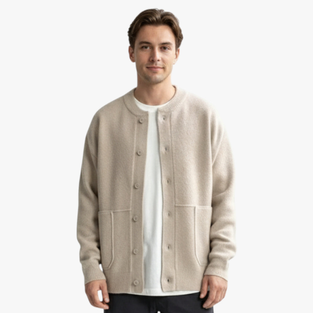 Miles & Luna Cardigan - Wool button-up cardigan with classic fit for men