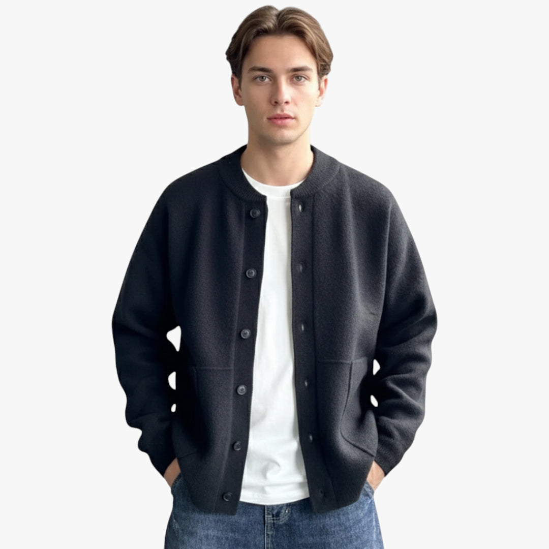 Miles & Luna Cardigan - Wool button-up cardigan with classic fit for men