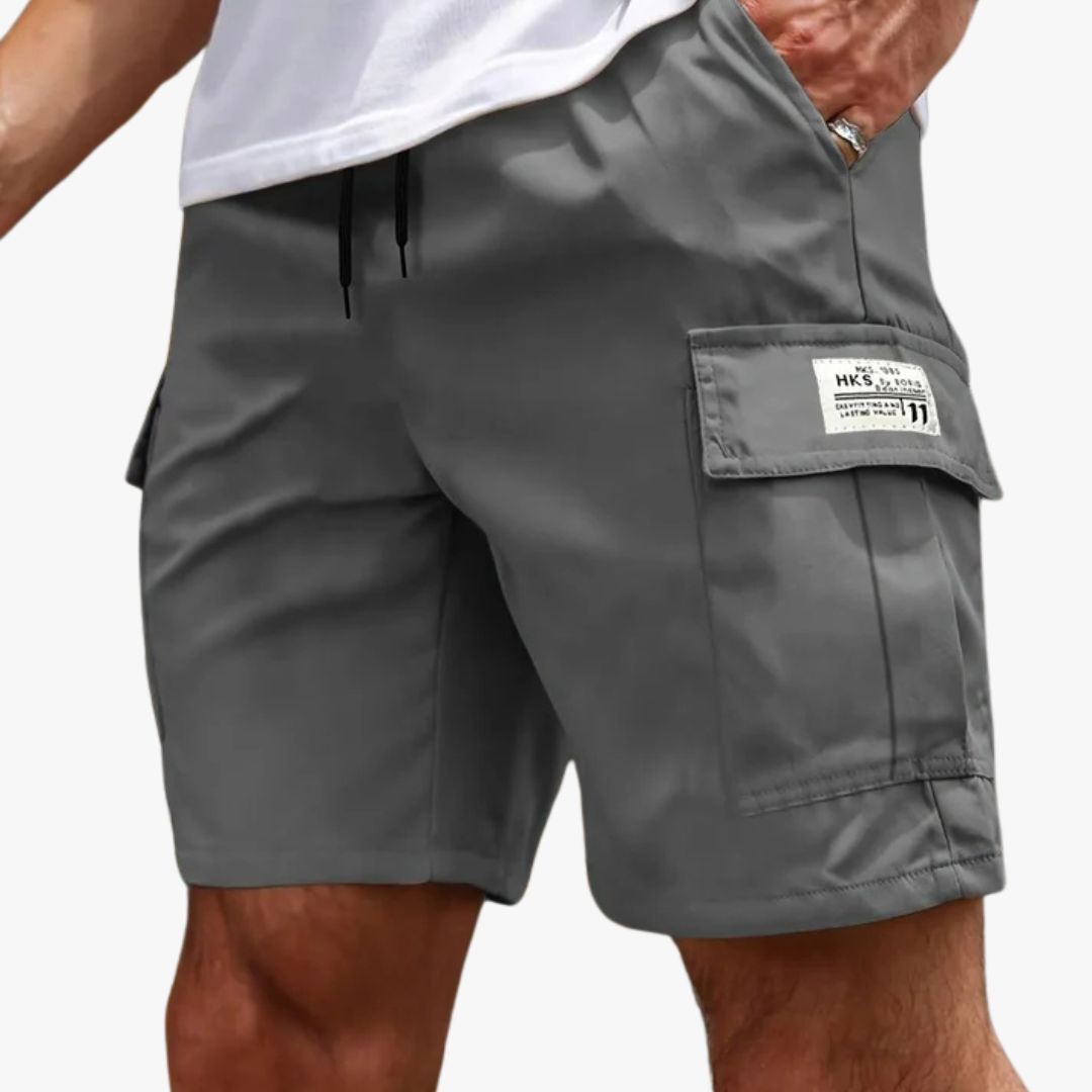 Miles & Luna Cargo Shorts Elastic Waist Multiple Pockets Breathable Lightweight Fabric for Men