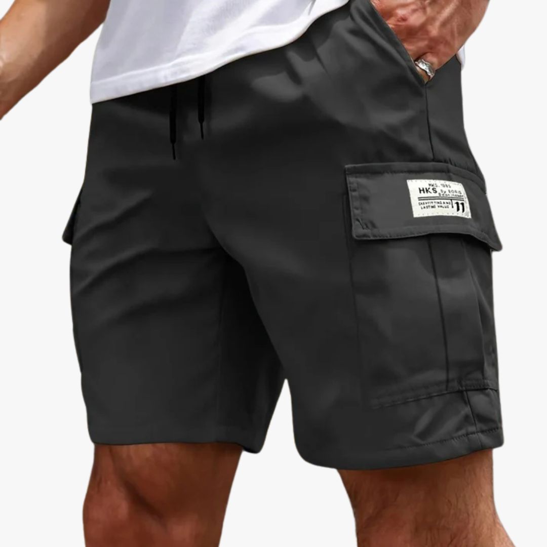 Miles & Luna Cargo Shorts Elastic Waist Multiple Pockets Breathable Lightweight Fabric for Men