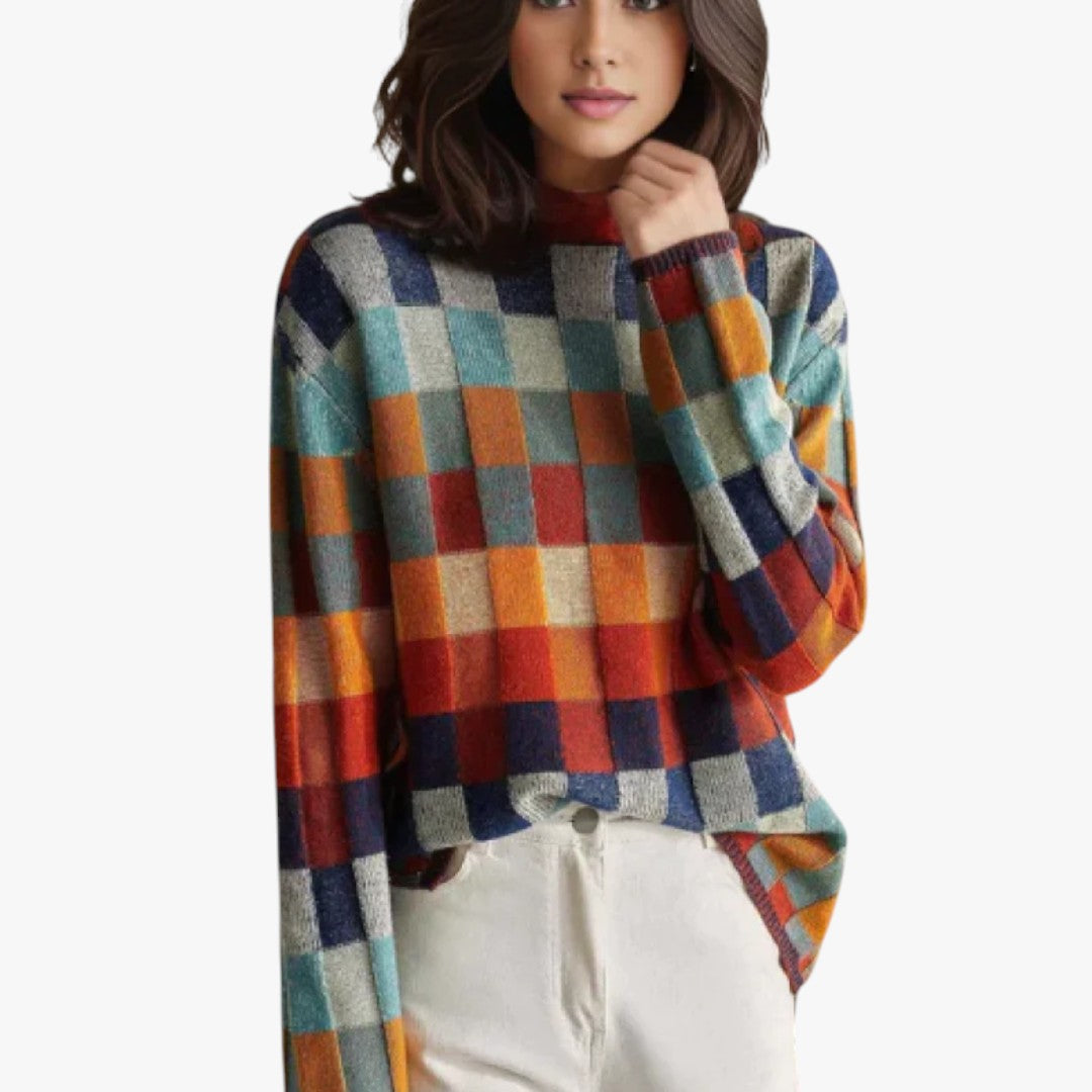 Miles & Luna Cashmere Patchwork Turtleneck Sweater for Women