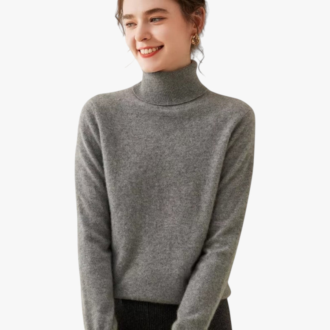 Miles & Luna Cashmere Turtleneck Pullover Knit Sweater with Timeless Elegant Design for Women