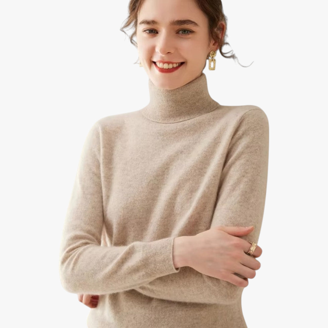 Miles & Luna Cashmere Turtleneck Pullover Knit Sweater with Timeless Elegant Design for Women