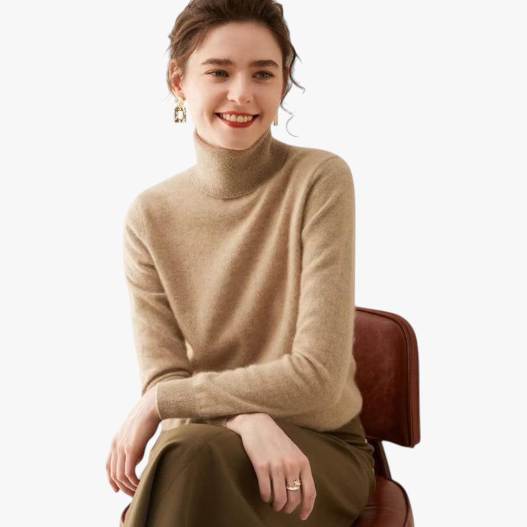 Miles & Luna Cashmere Turtleneck Pullover Knit Sweater with Timeless Elegant Design for Women