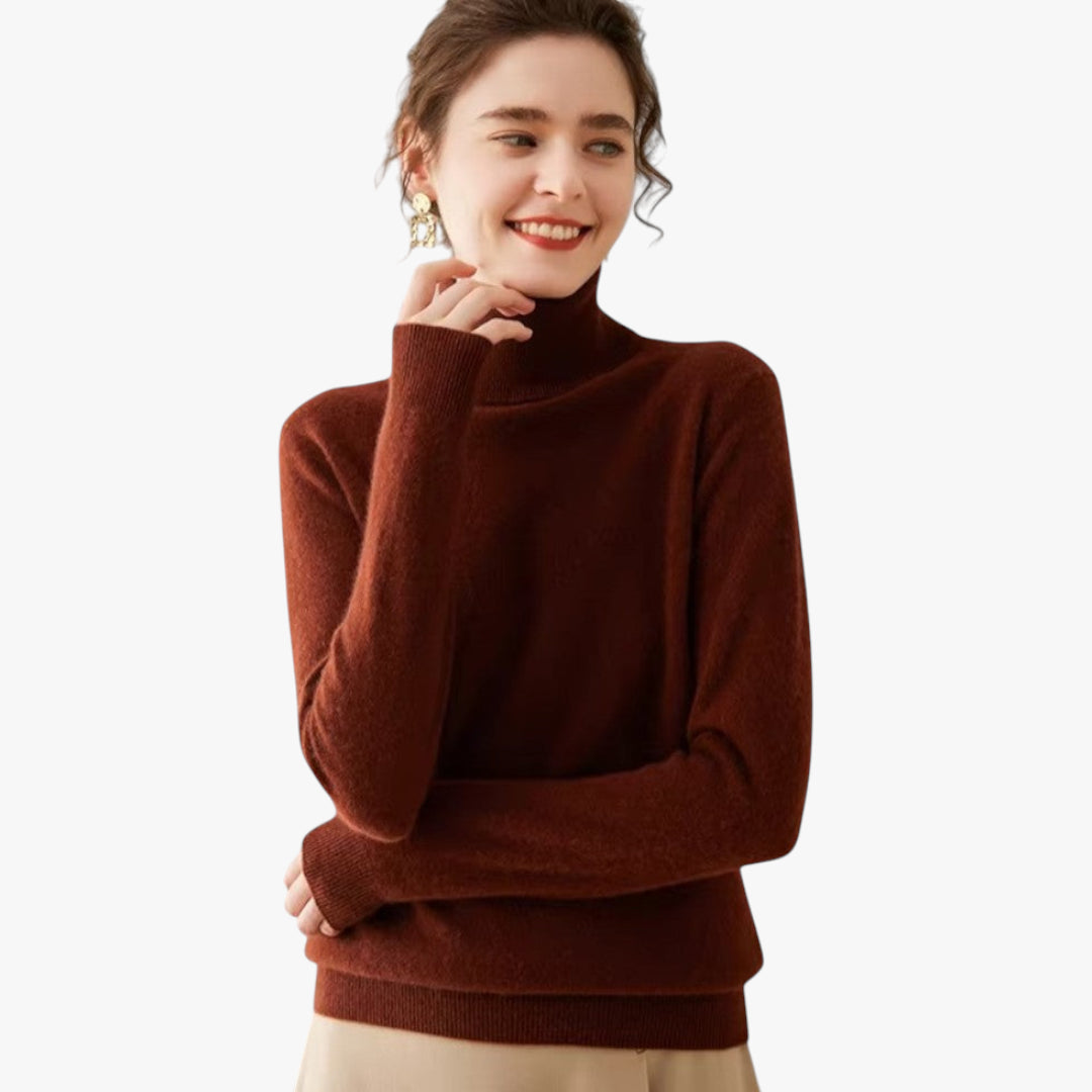 Miles & Luna Cashmere Turtleneck Pullover Knit Sweater with Timeless Elegant Design for Women
