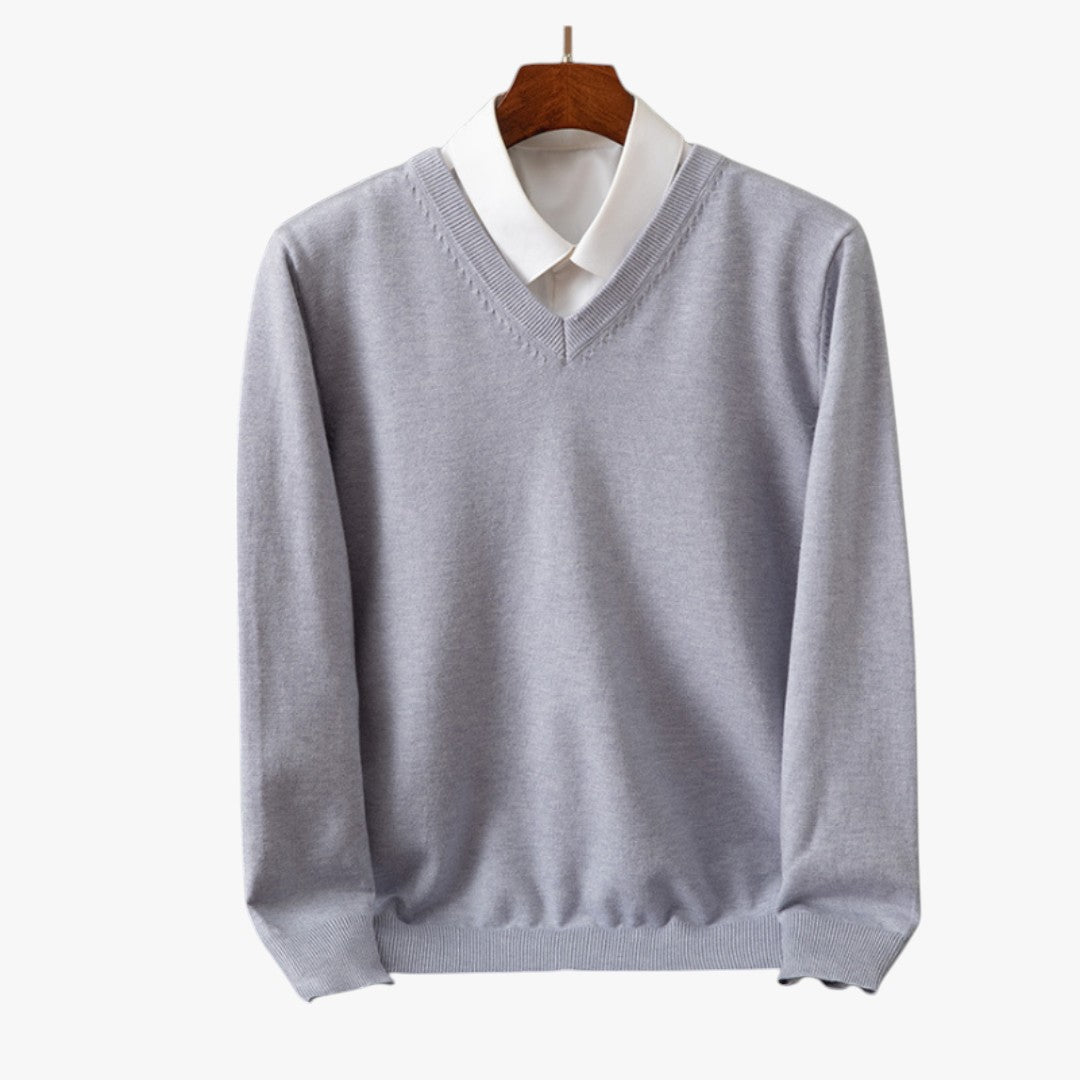 Miles & Luna Cashmere V-Neck Sweater Slim Fit Soft & Lightweight for Men