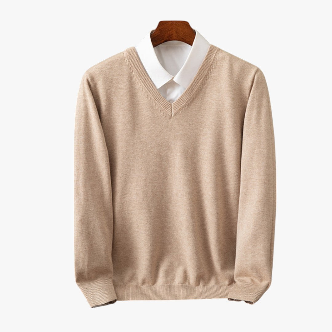 Miles & Luna Cashmere V-Neck Sweater Slim Fit Soft & Lightweight for Men