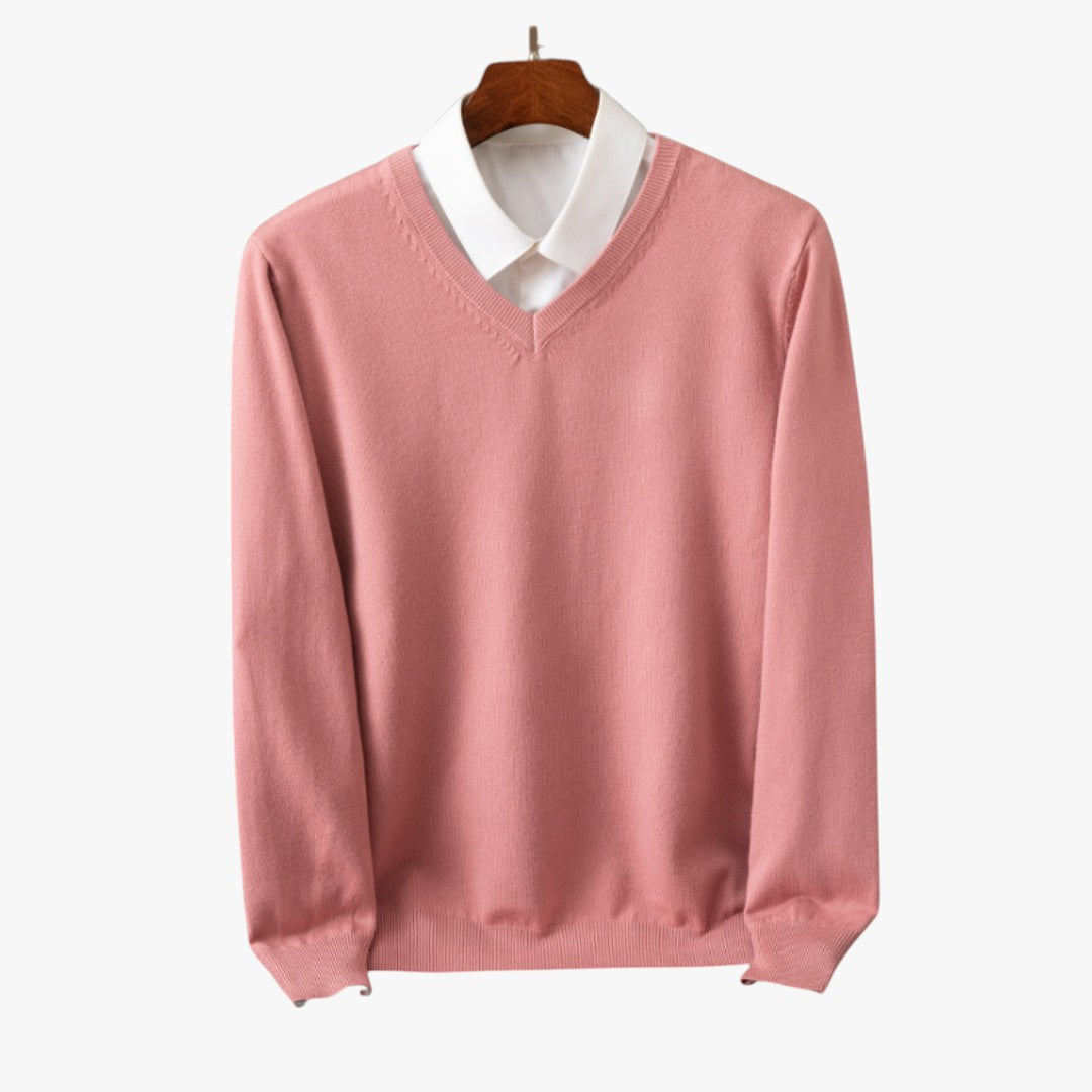 Miles & Luna Cashmere V-Neck Sweater Slim Fit Soft & Lightweight for Men