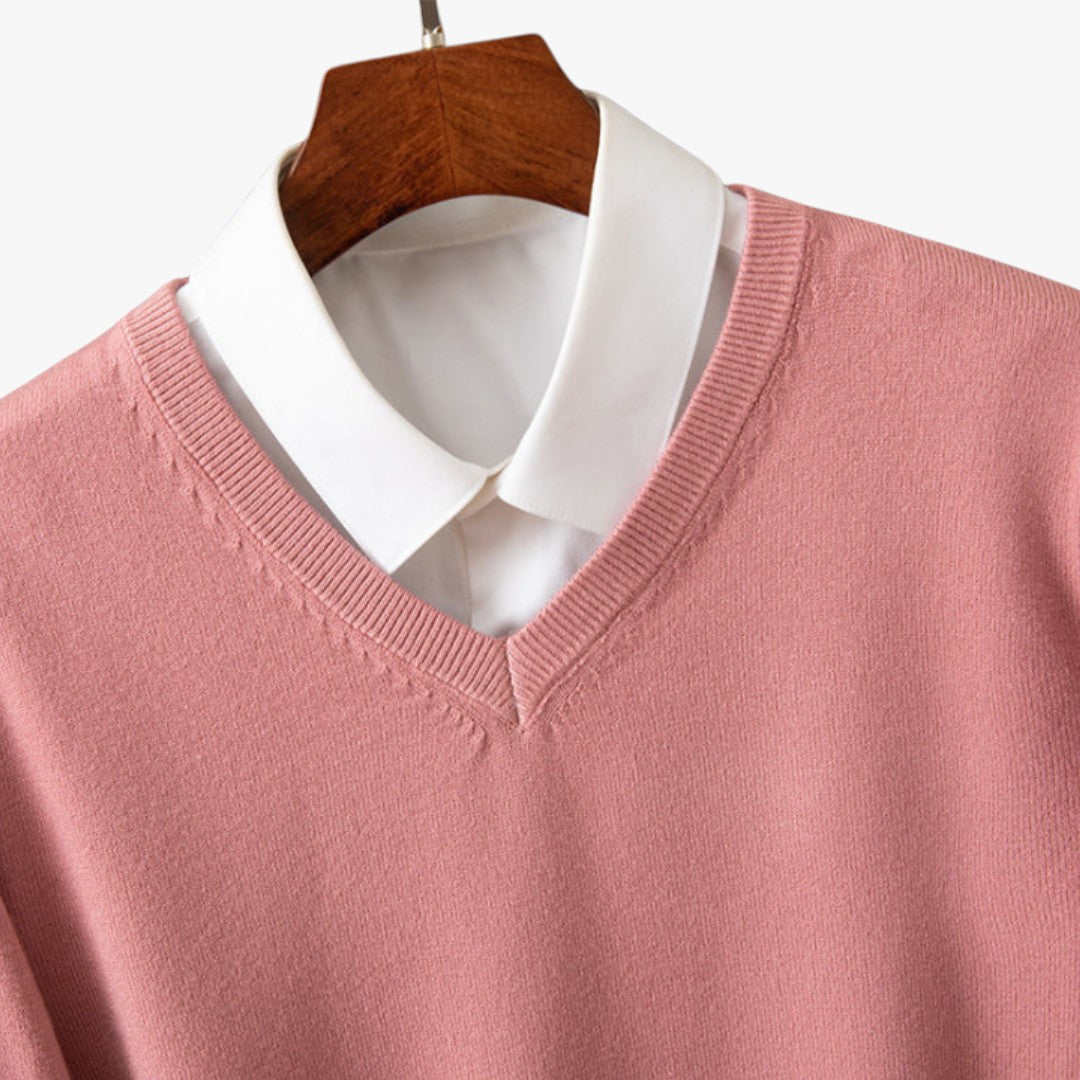 Miles & Luna Cashmere V-Neck Sweater Slim Fit Soft & Lightweight for Men