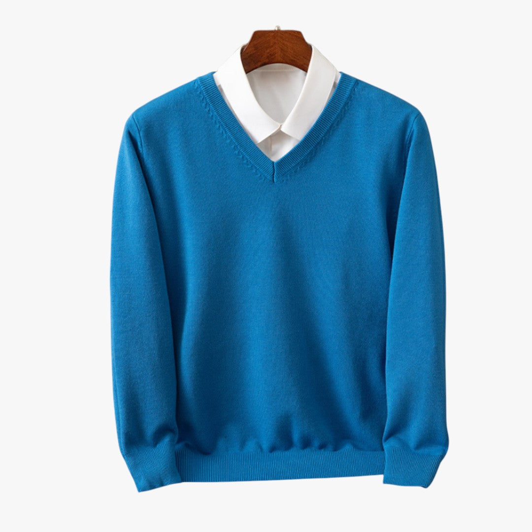 Miles & Luna Cashmere V-Neck Sweater Slim Fit Soft & Lightweight for Men