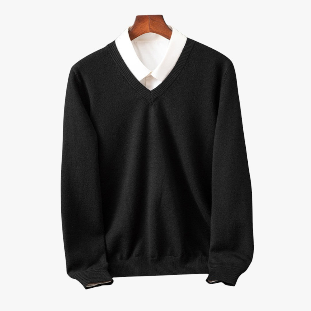 Miles & Luna Cashmere V-Neck Sweater Slim Fit Soft & Lightweight for Men