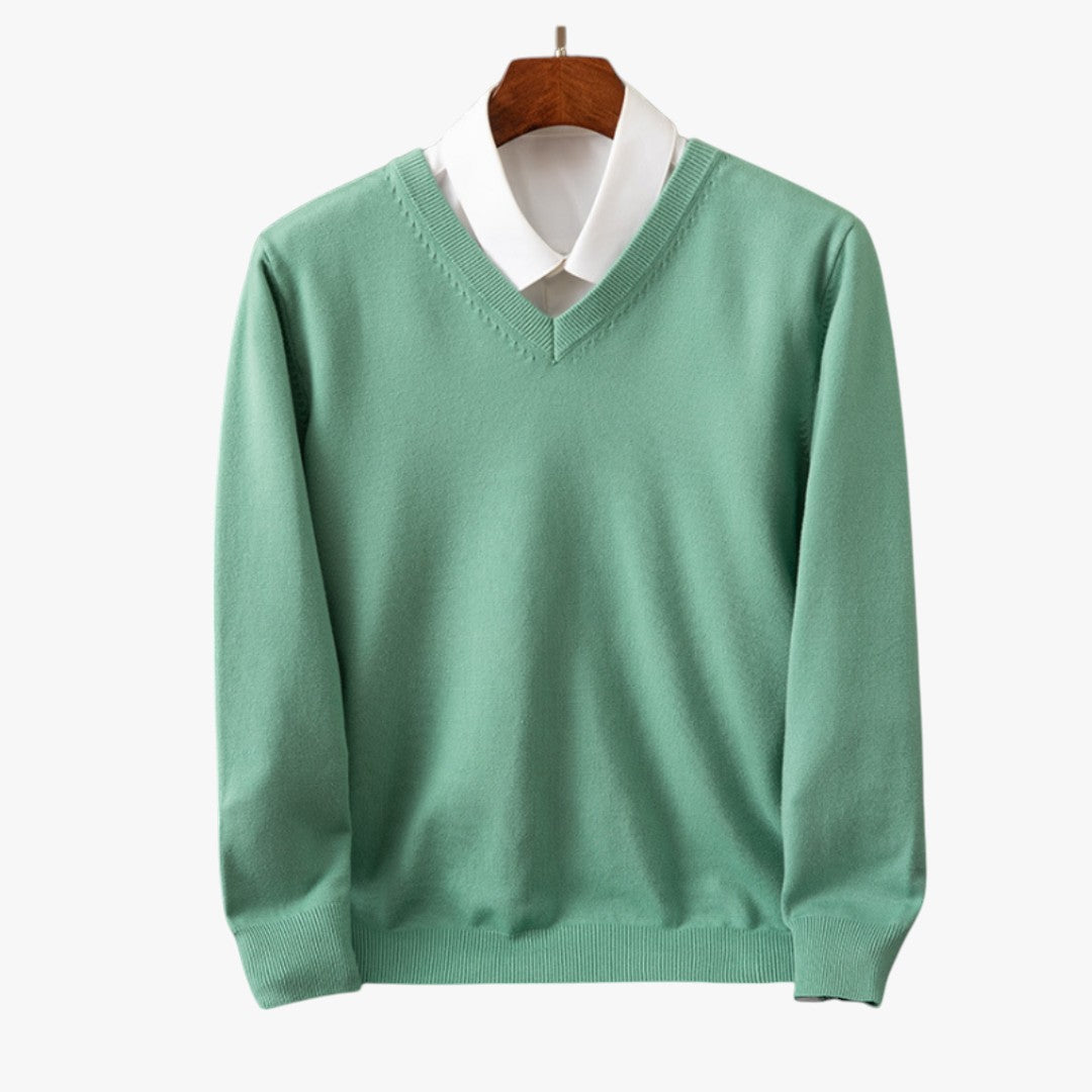 Miles & Luna Cashmere V-Neck Sweater Slim Fit Soft & Lightweight for Men
