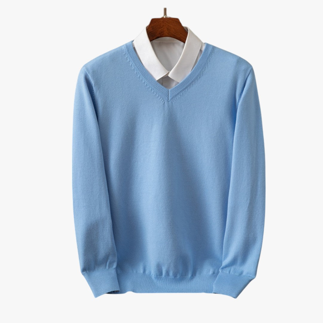 Miles & Luna Cashmere V-Neck Sweater Slim Fit Soft & Lightweight for Men