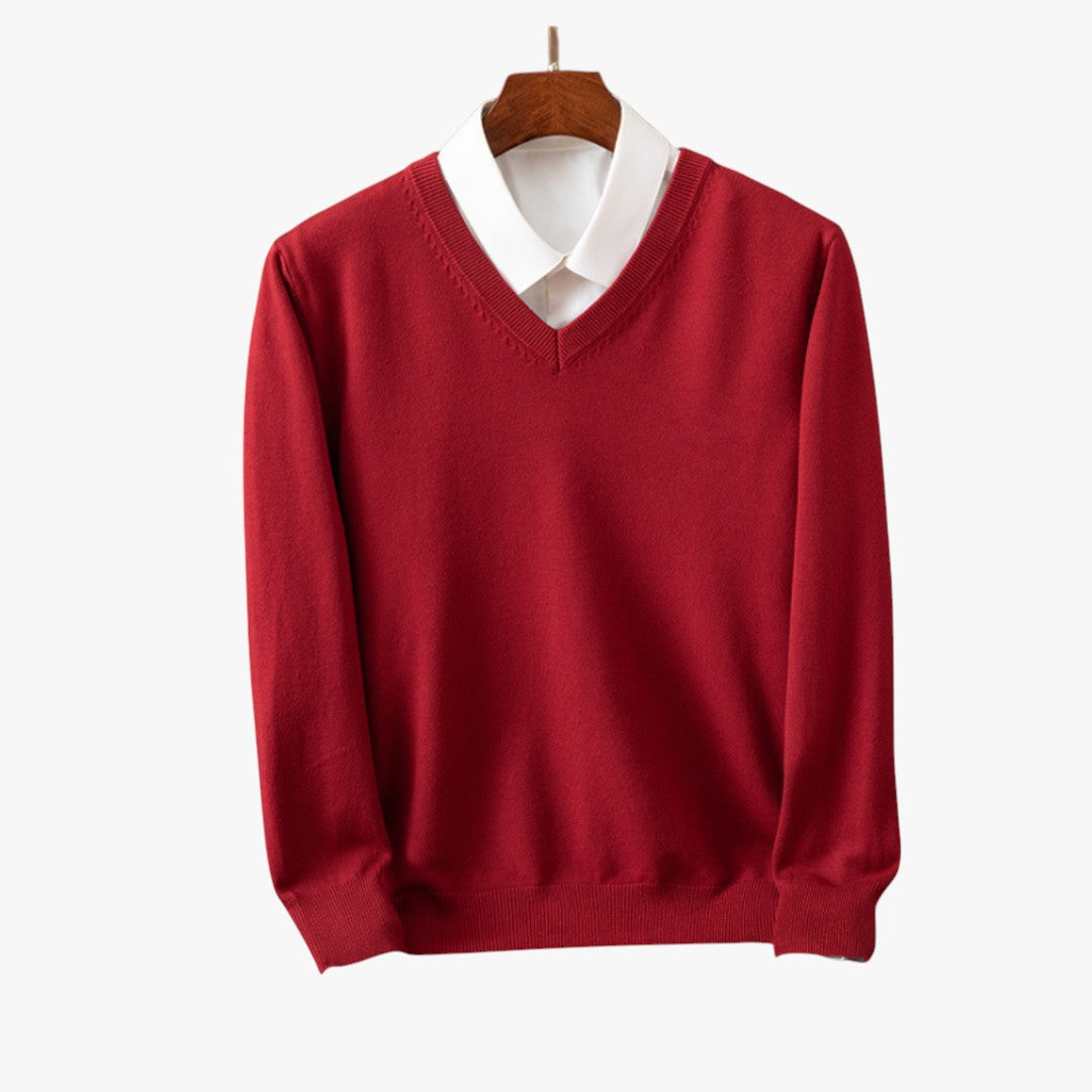 Miles & Luna Cashmere V-Neck Sweater Slim Fit Soft & Lightweight for Men