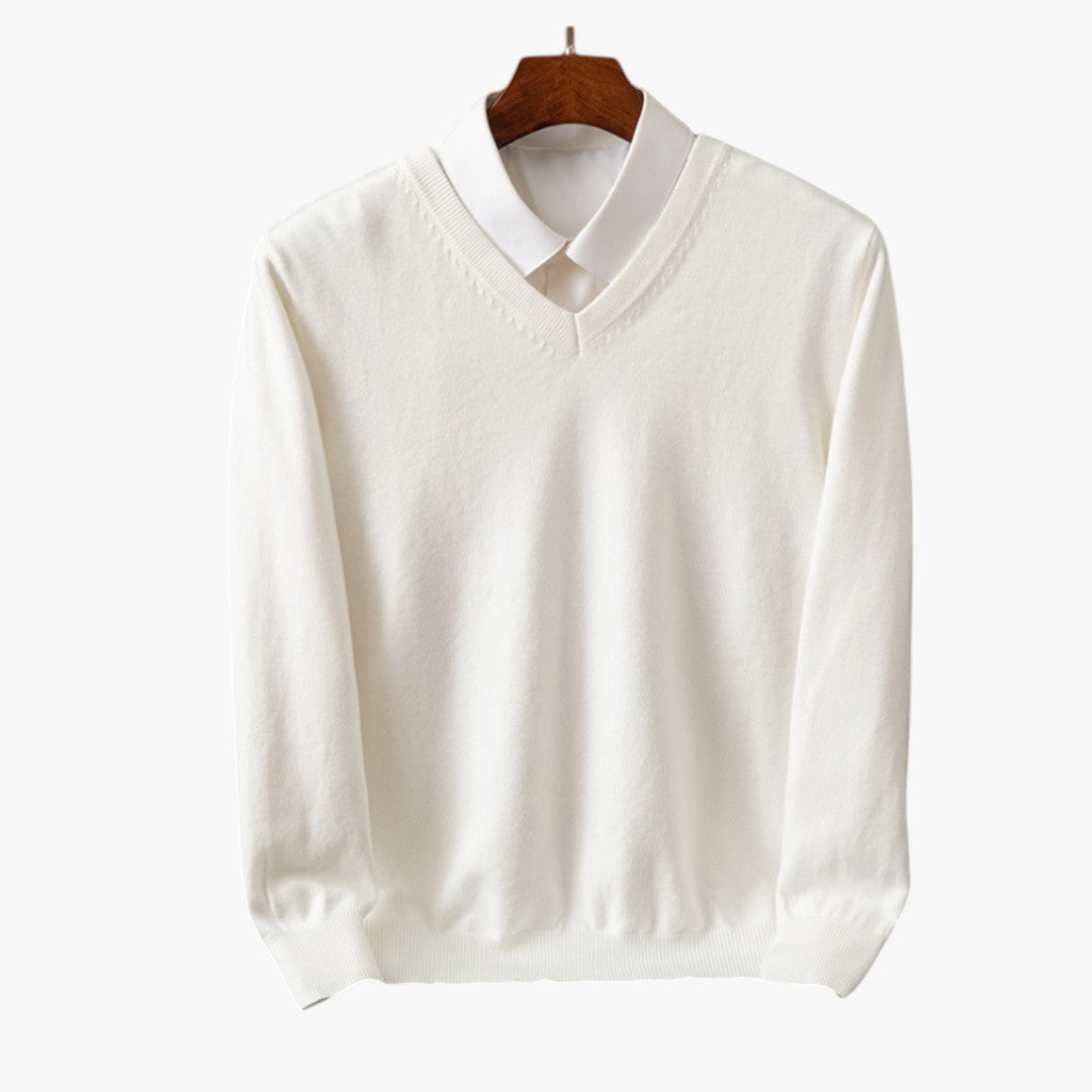 Miles & Luna Cashmere V-Neck Sweater Slim Fit Soft & Lightweight for Men