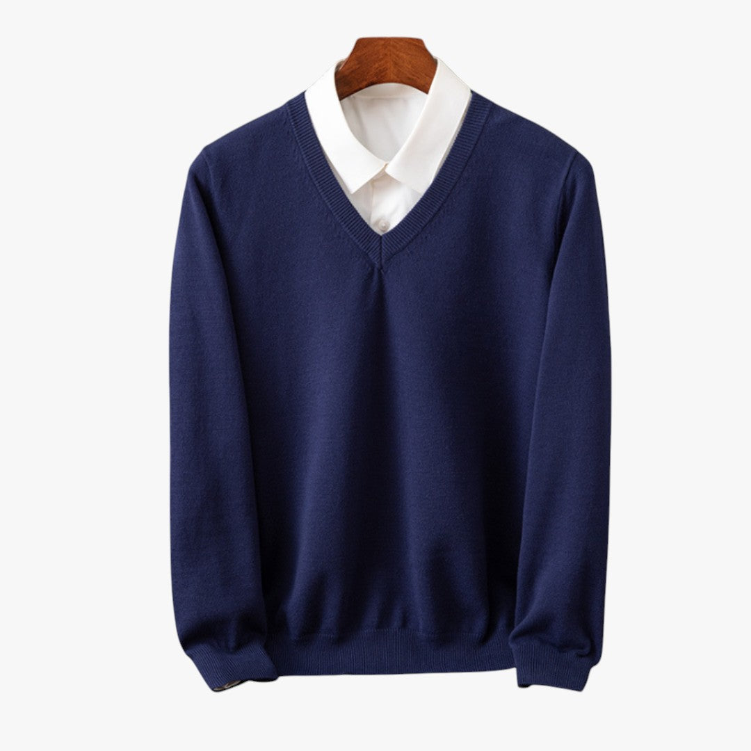 Miles & Luna Cashmere V-Neck Sweater Slim Fit Soft & Lightweight for Men