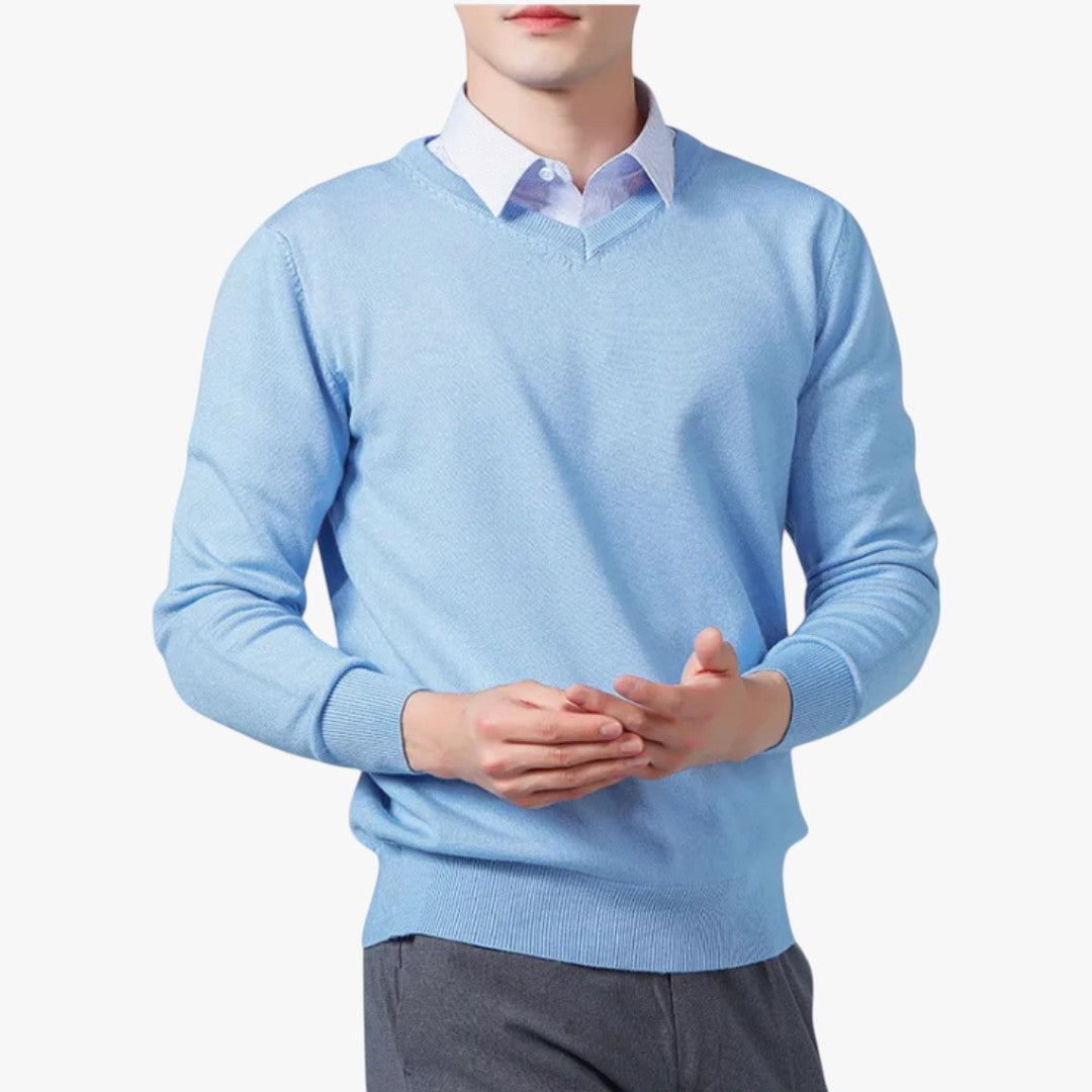 Miles & Luna Cashmere V-Neck Sweater Slim Fit Soft & Lightweight for Men