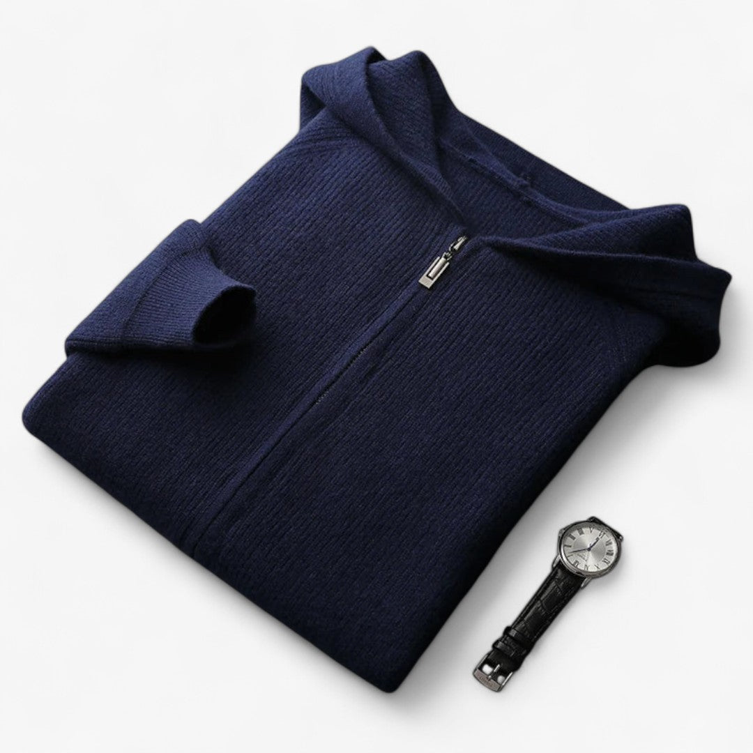 Miles & Luna Cashmere Zip Hoodie Soft Knit Casual Wear for Men