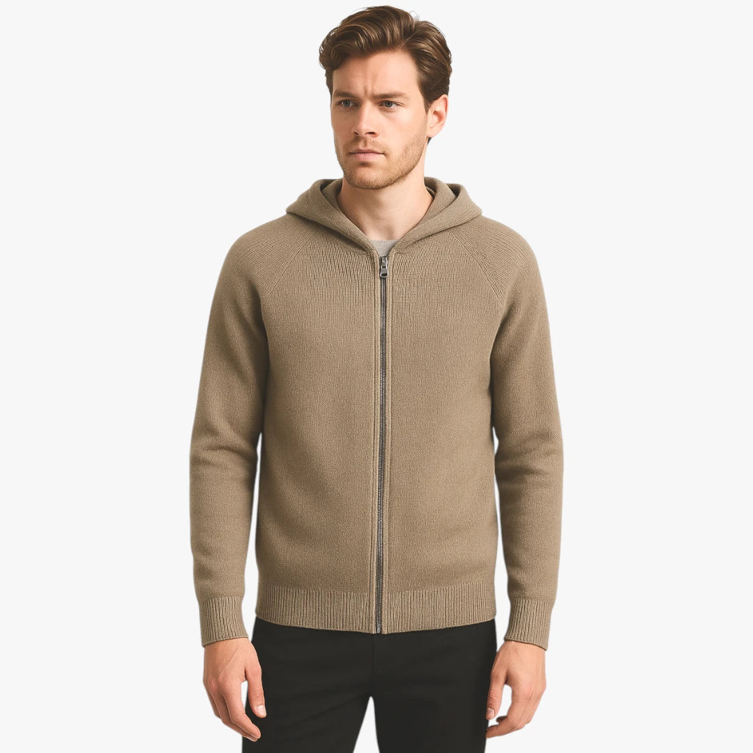 Miles & Luna Cashmere Zip Hoodie Soft Knit Casual Wear for Men