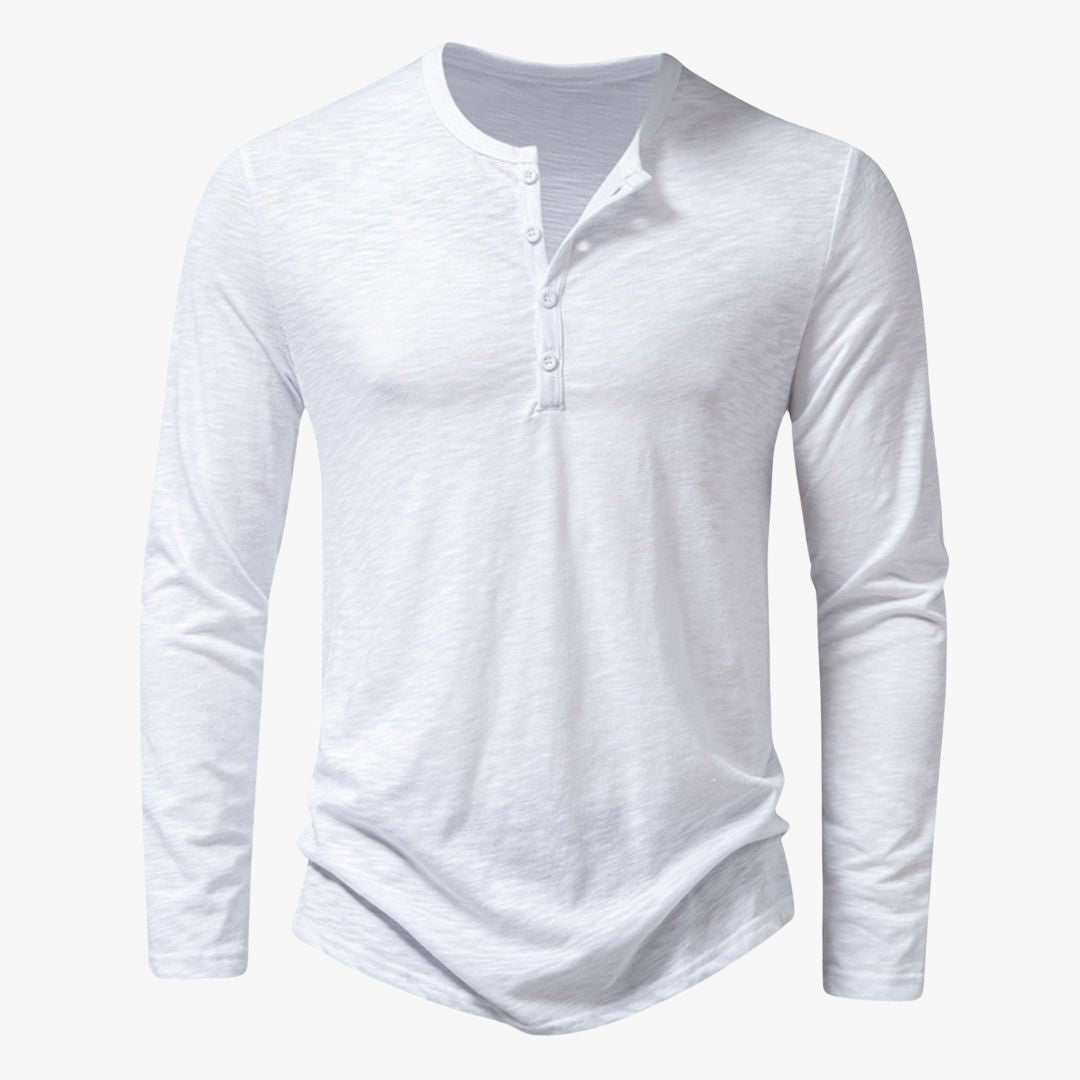 Miles & Luna | Casual Cotton Henley T-Shirt Long Sleeve for Men
