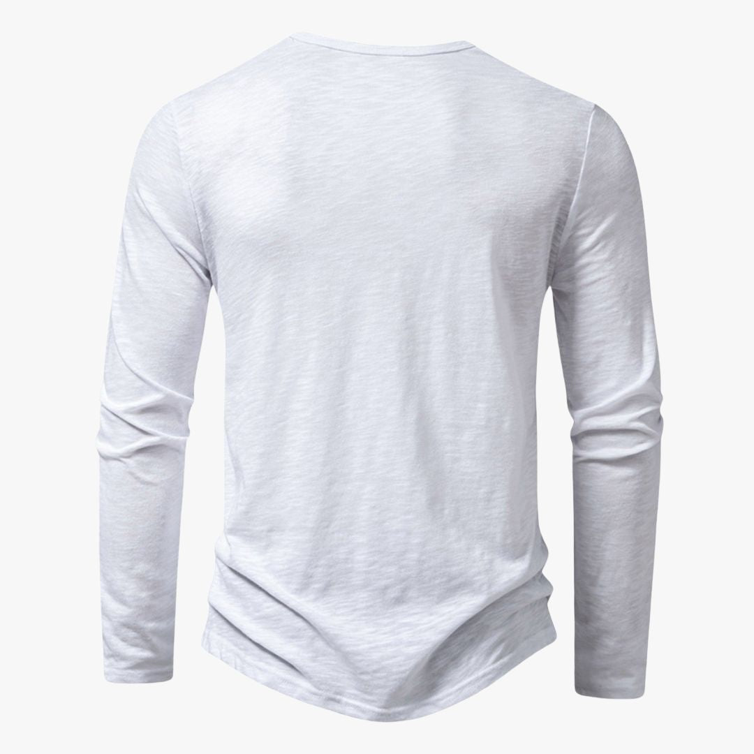 Miles & Luna | Casual Cotton Henley T-Shirt Long Sleeve for Men