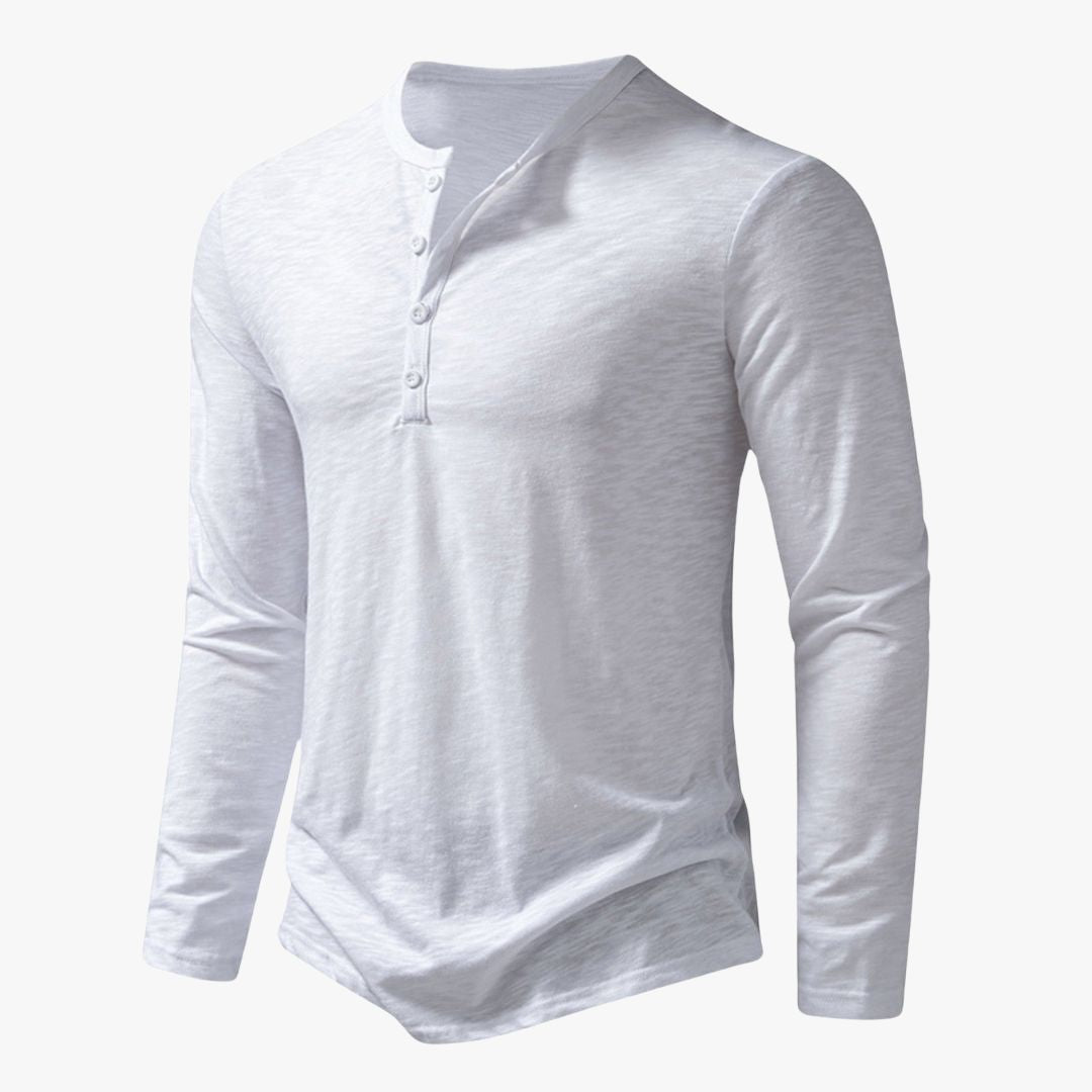 Miles & Luna | Casual Cotton Henley T-Shirt Long Sleeve for Men