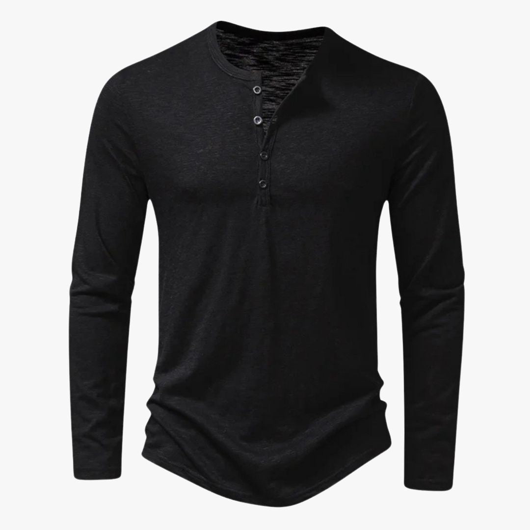 Miles & Luna | Casual Cotton Henley T-Shirt Long Sleeve for Men