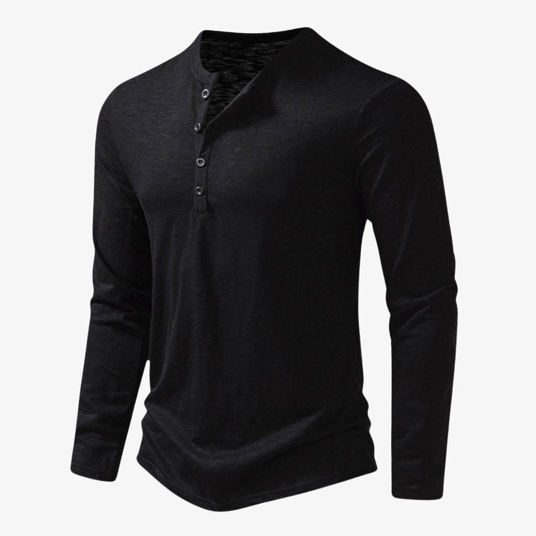 Miles & Luna | Casual Cotton Henley T-Shirt Long Sleeve for Men