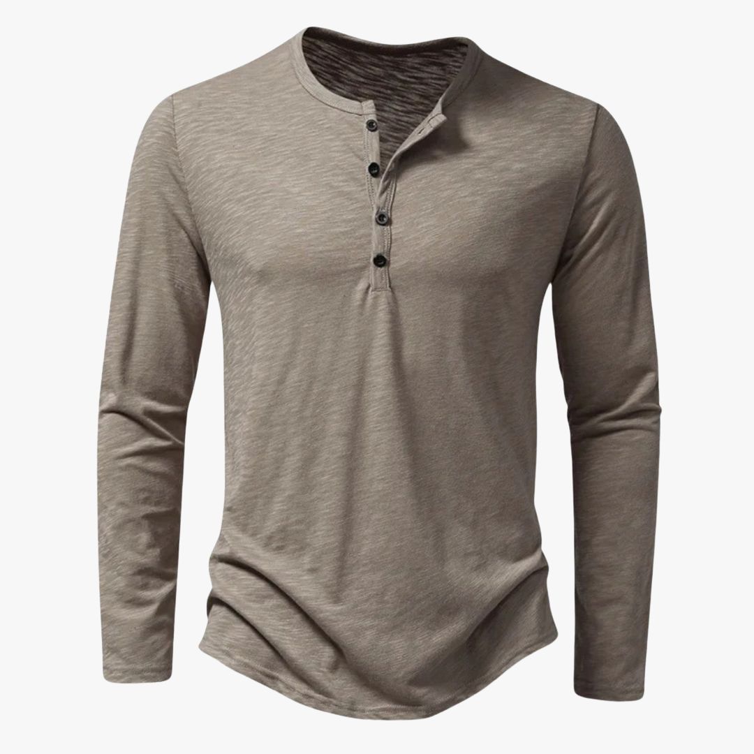 Miles & Luna | Casual Cotton Henley T-Shirt Long Sleeve for Men