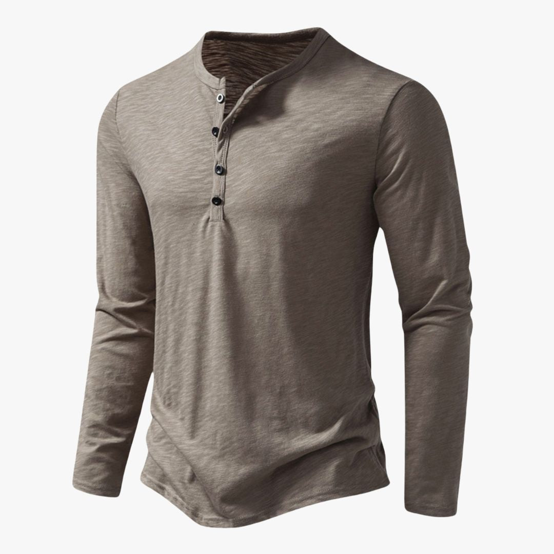 Miles & Luna | Casual Cotton Henley T-Shirt Long Sleeve for Men