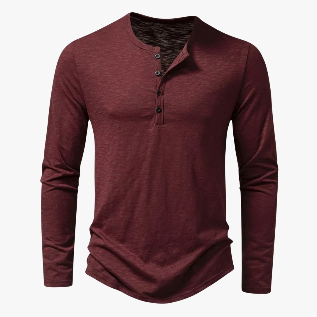 Miles & Luna | Casual Cotton Henley T-Shirt Long Sleeve for Men