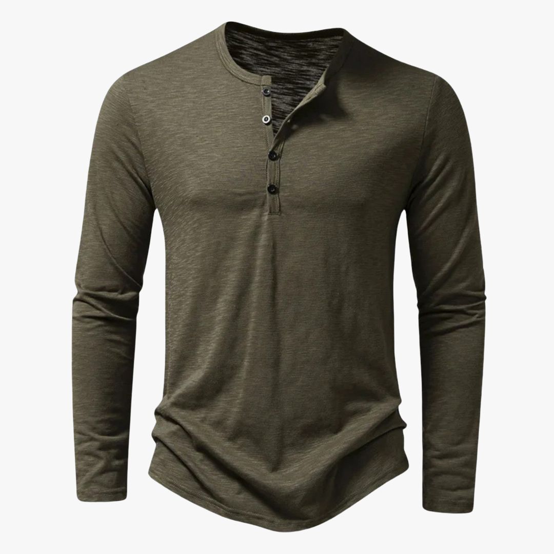 Miles & Luna | Casual Cotton Henley T-Shirt Long Sleeve for Men