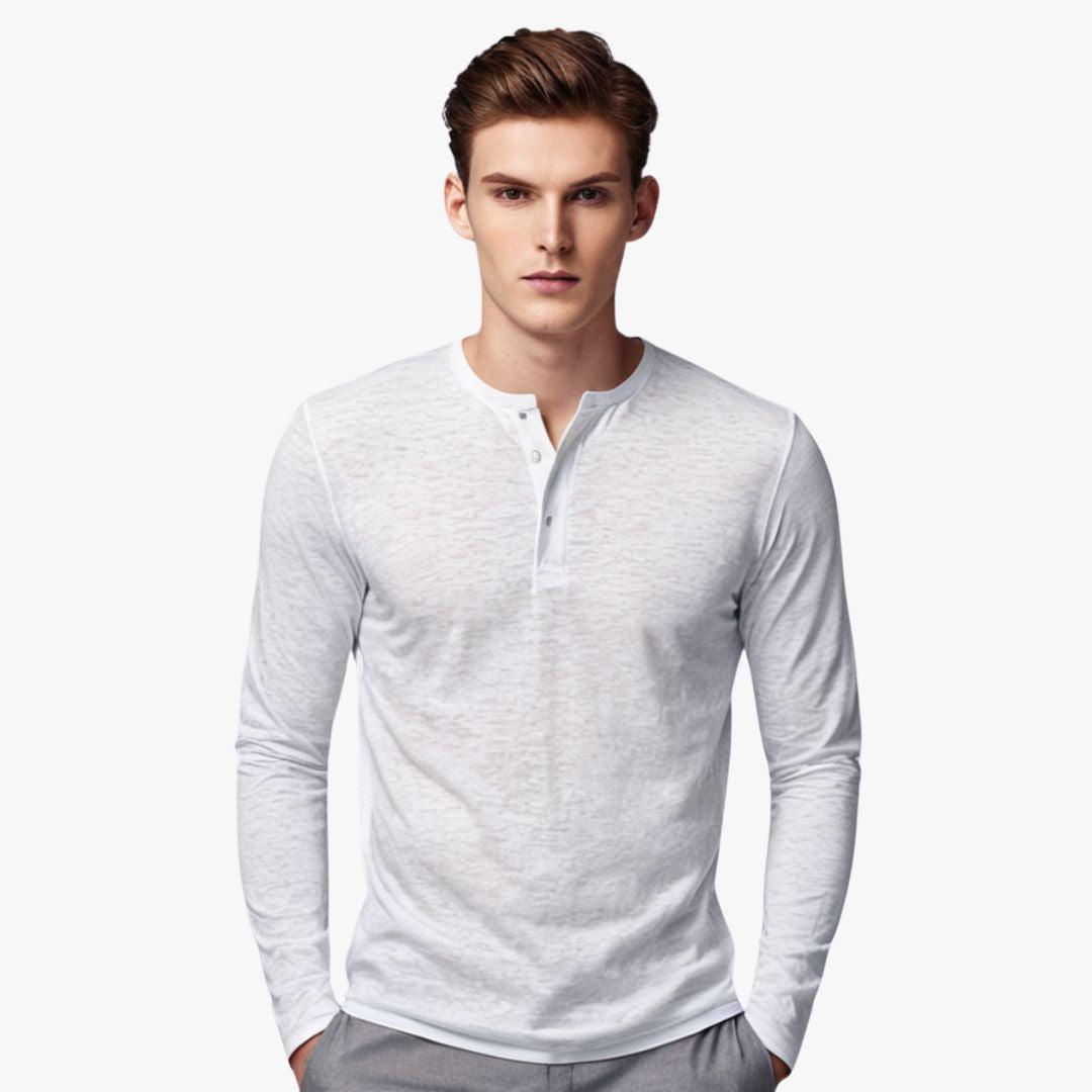 Miles & Luna | Casual Cotton Henley T-Shirt Long Sleeve for Men