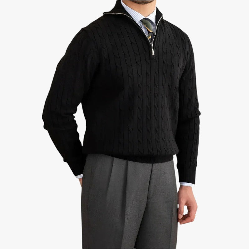 Miles & Luna Casual Knitted Quarter-Zip Jumper for Men
