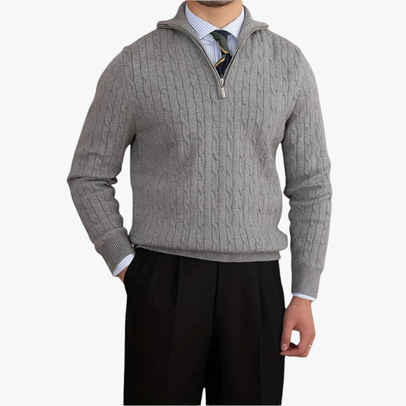 Miles & Luna Casual Knitted Quarter-Zip Jumper for Men